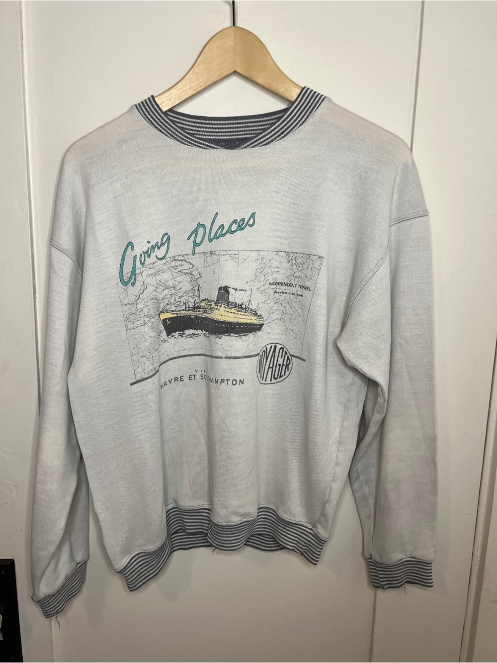 St. Michael Light Gray 'Going Places' Vintage Crewneck Sweater